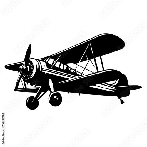 black biplane silhouette clip art preview