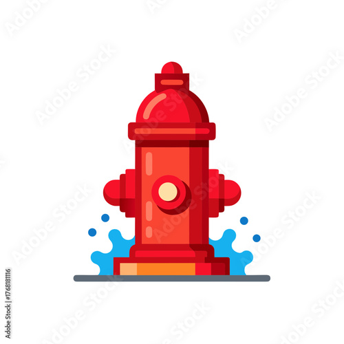 A hydrant in red on transparent background