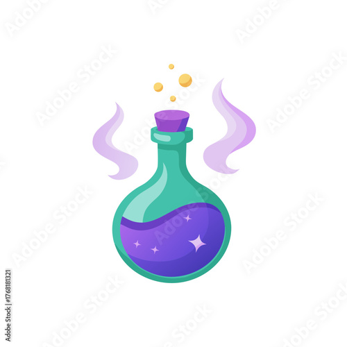 Magic potion bottle on transparent background