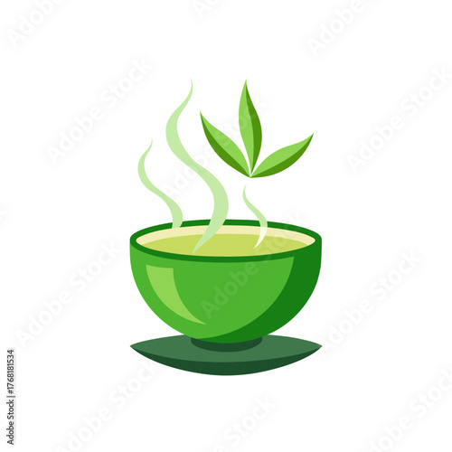 A cup of green tea on transparent background