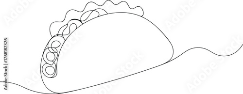 Minimalist black line art taco illustration mexican food