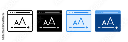 Adjustable Font Size Icon Set Multiple Style Collection