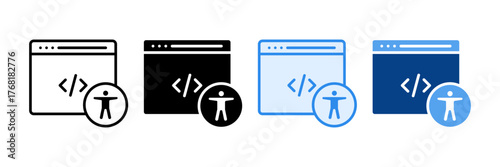 Accessible Coding Icon Set Multiple Style Collection