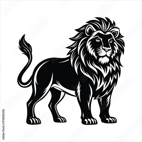 A lion standing proudly look forward