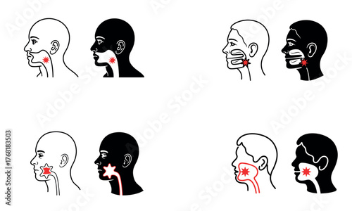 Throat pain icon illustration showing neck ache and medical health concept
