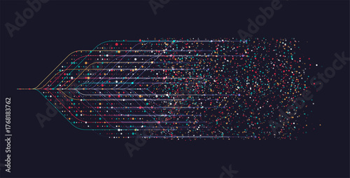 Big data visualization. Social network, financial analysis of complex databases. Data mining. Vector technology background. Information analytics concept.