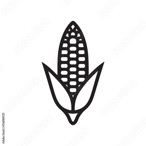 Black and White of an Ear of Corn with Husks