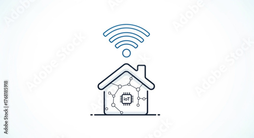 Internet of things concept smart home automation system, wireless technology, house, iot, connection, network, device