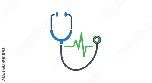 Stethoscope with heartbeat line, symbolizing healthcare, medical diagnosis, and cardiology for patient wellness