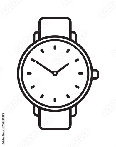 Classic Wristwatch with Round Face and Black Outline Design