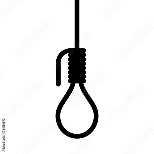 Rope hanging loop icon. Suicide rope noose