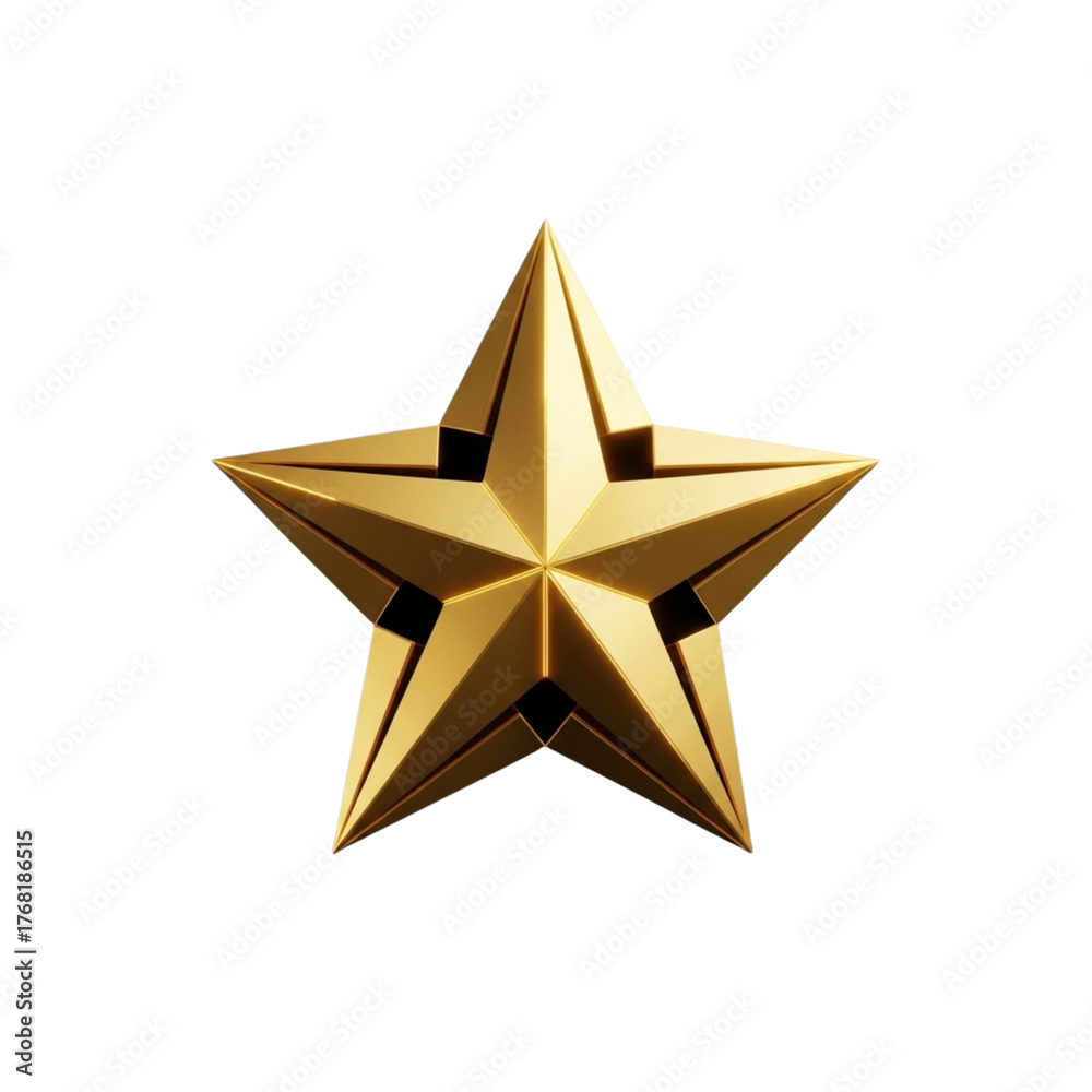 Obraz premium Golden five pointed star emblem against black background