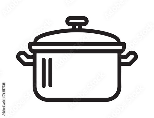 Outlined Cooking Pot with Lid Icon Kitchenware Symbol