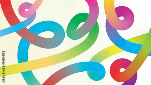 Abstract colorful gradient curled tubes background design.