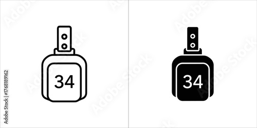 Luggage tag icon with number 34