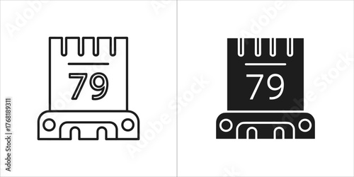 Outline and filled icon of a 79 amp fuse