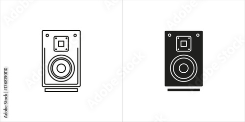 Two speaker icons, one outline and one filled