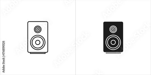 Two speaker icons, one outline and one filled
