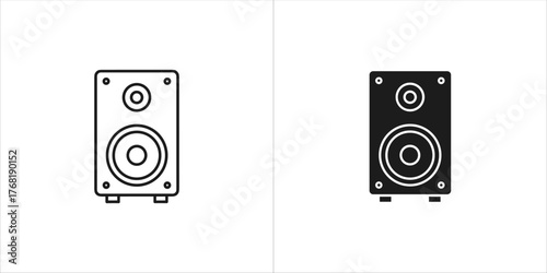 Two speaker icons, one outline and one filled