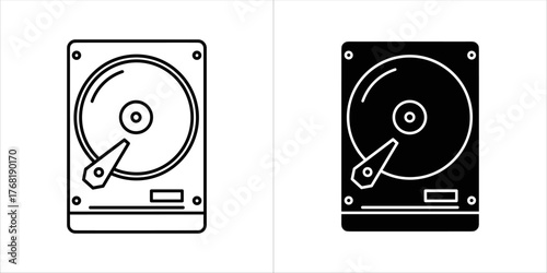Two hard drive icons, one black and white