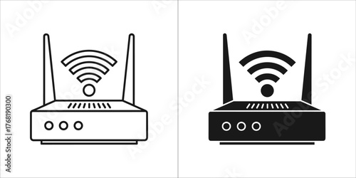 Wireless router with wifi signal icon