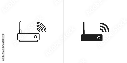 Wireless router icon with wifi signal