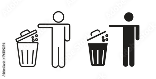 Waste Bin icon concept. Logo symbol for web and mobile. Pixel Perfect.