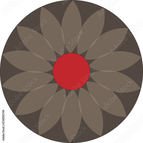 Abstract Floral Circle Pattern with Red Center