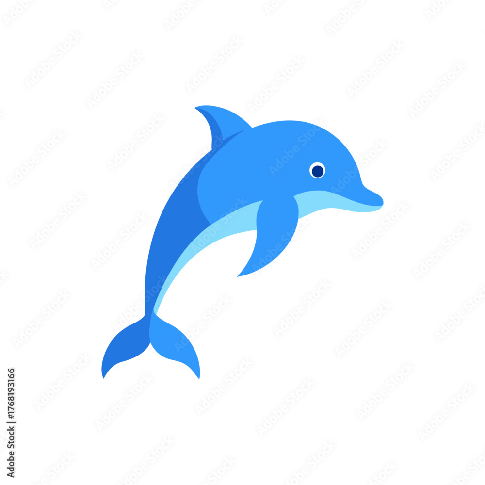 Fototapeta premium A blue cartoonish dolphin on transparent background