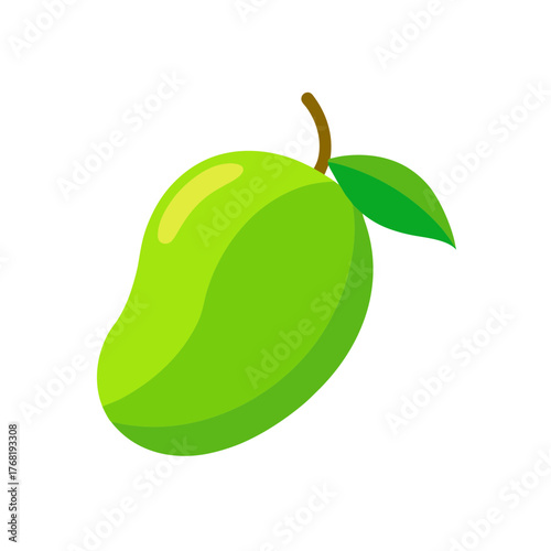 A green mango art on transparent background
