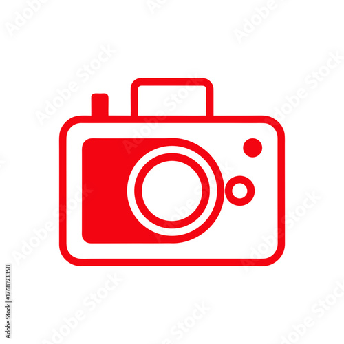 Red camera icon art on transparent background
