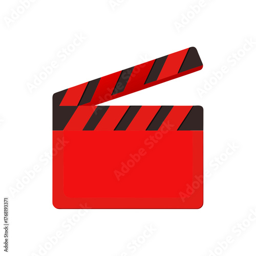 Red clapper board on transparent background
