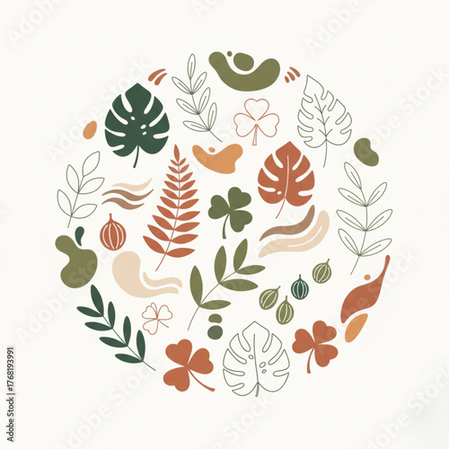 seamless pattern with autumn leaves and berries