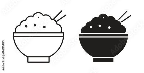 Rice bowl icon concept. Logo symbol for web and mobile. Pixel Perfect.