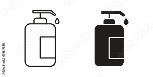 Liquid soap bottle icon concept. Logo symbol for web and mobile. Pixel Perfect.