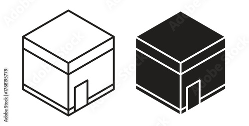 Kaaba icon concept. Logo symbol for web and mobile. Pixel Perfect.
