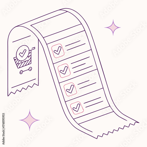 Receipt shopping list grocery list shopping cart checklist purchase order invoice bill paper roll