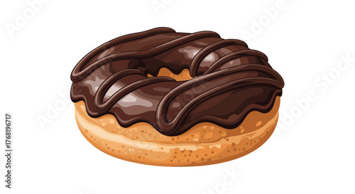 A delicious chocolate glazed ring donut with a slightly crisp exterior and a soft chewy center.