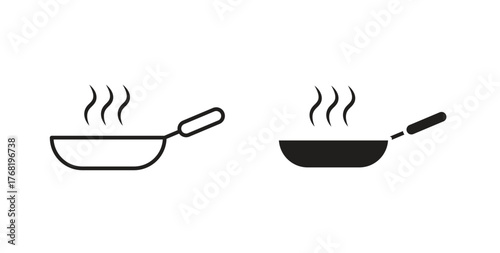 Frying pan icon concept. Logo symbol for web and mobile. Pixel Perfect.