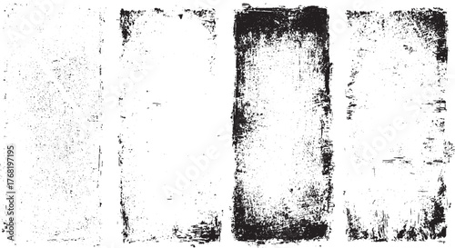 Black textured grunge borders with distressed rough edges on a white background.