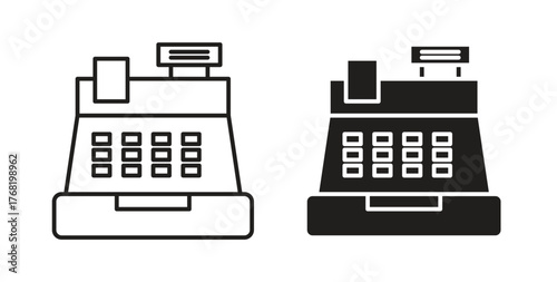 Cash register icon concept. Logo symbol for web and mobile. Pixel Perfect.