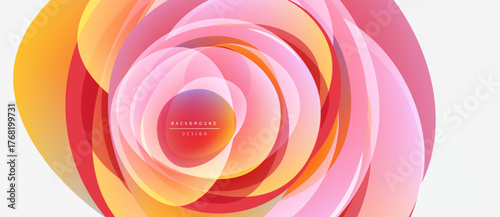 Abstract floral design. Swirling layers, vibrant colors, orange, pink, red hues create dynamic visual effect. Modern background texture.