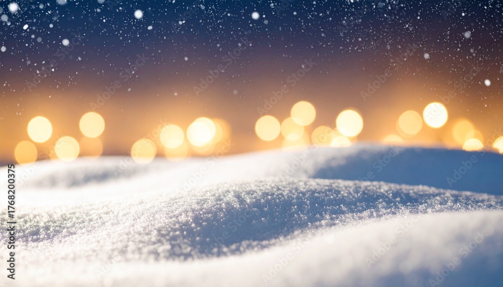 © i m - 輝く雪の結晶と温かみのある光が幻想的な冬の背景