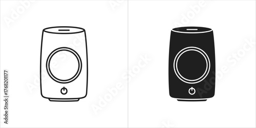 Modern cylindrical aroma diffuser with a circular opening and a button