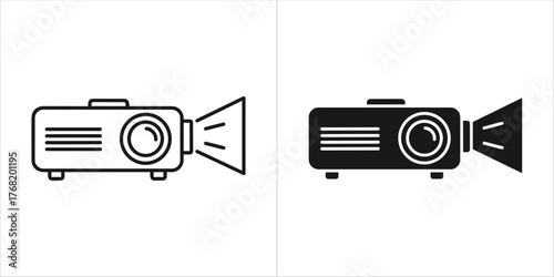 Projector icon, outline and filled version