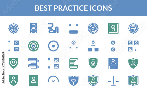 Best Practice Icons, Process Optimization Symbols, Quality Assurance Set, Minimalist Vector Collection