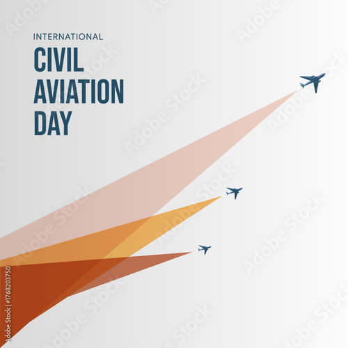 International civil aviation day, aviation day, airplane, vector illustration, greeting cards, social media post, banner, poster, flyer, billboard