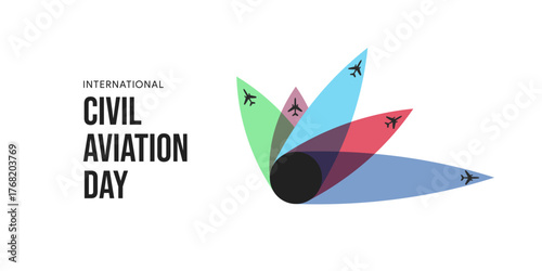 International civil aviation day, aviation day, airplane, vector illustration, greeting cards, social media post, banner, poster, flyer, billboard
