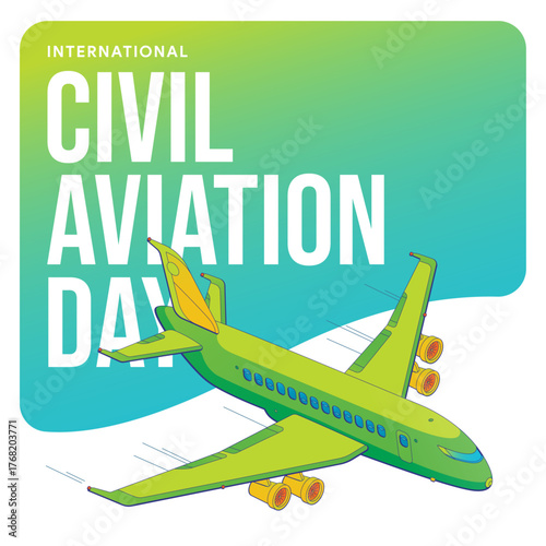 International civil aviation day, aviation day, airplane, vector illustration, greeting cards, social media post, banner, poster, flyer, billboard
