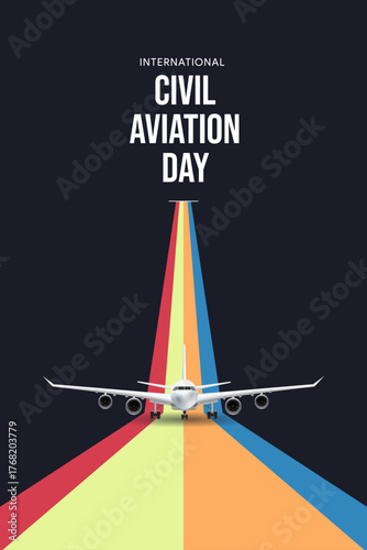 International civil aviation day, aviation day, airplane, vector illustration, greeting cards, social media post, banner, poster, flyer, billboard